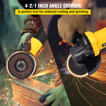 VEVOR Angle Grinder, 4-1/2 Inch Powerful Grinder Tool 11Amp Power Grinder with Paddle Switch and 360?? Rotational Guard, 12000Rpm Power Angle Grinders for Cutting and Grinding Metal, Stone, Wood, Etc